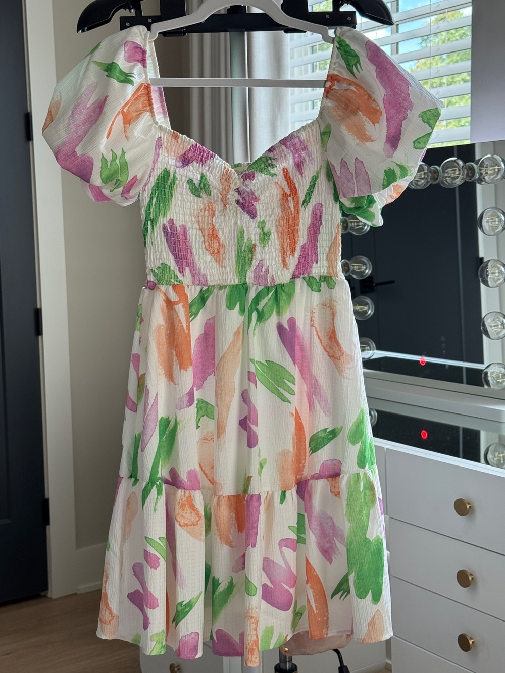 Peach Love California Floral Smocked Dress — Size S